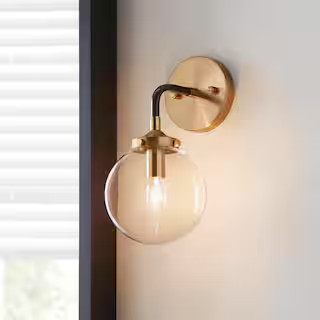 Home Decorators Collection 1-Light Matte Black and Antique Gold Wall Sconce TNP1475 - The Home De... | The Home Depot