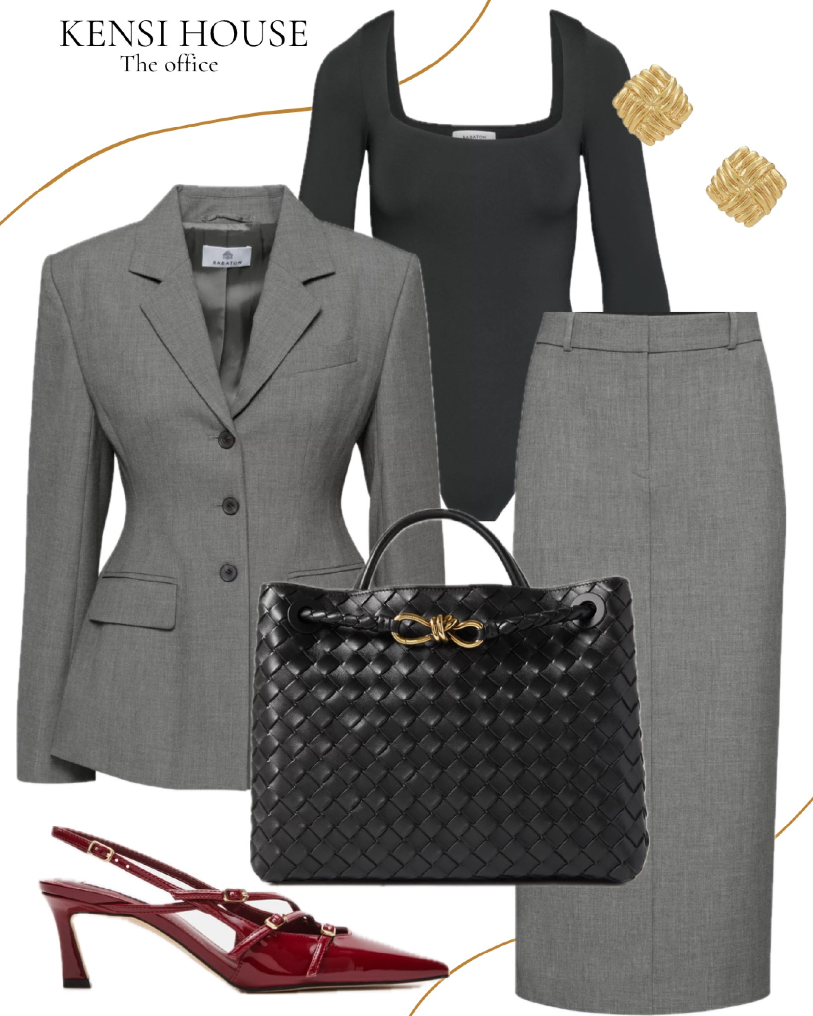 An elevated, and chic office outfit 🫶🏼✨
Fitted blazer, pencil skirt, black square neck top, black Bottega veneta tote, Miu Miu slingback dupes, gold earrings 

#LTKstyletip #LTKworkwear #LTKSeasonal