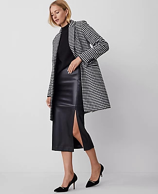 Ann Taylor Faux Leather Slit Midi Pencil Skirt | Ann Taylor (US)