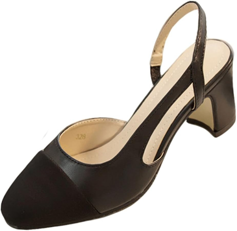 Good Night Femmes élégantes Bloc de Talon Slingback Cuir Souple Sandale Pompes habillées | Amazon (FR)