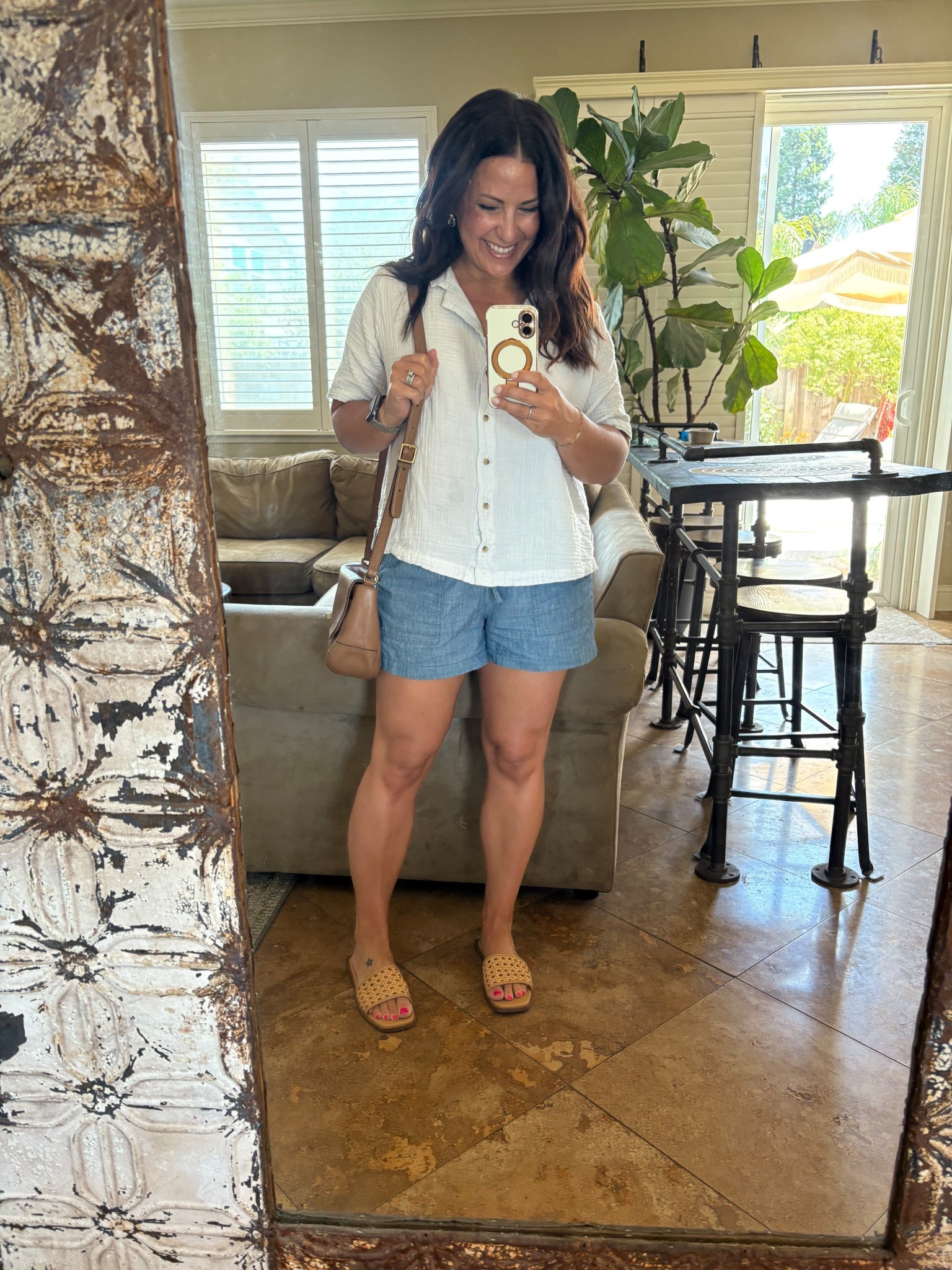 Another day, another cool gauze cotton shirt and chambray shorts outfit. The kids sports and activities are filling our summer. No big vacations this year, so I’m declaring July my month of staycation style! 

#LTKOver40 #LTKTravel #LTKPetite