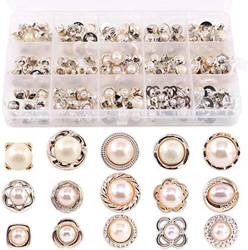 Swpeet 150Pcs 15 Types Beautifu Sew in Faux Pearl Buttons Sewing Crafts with Shank Cover Up Butto... | Amazon (CA)