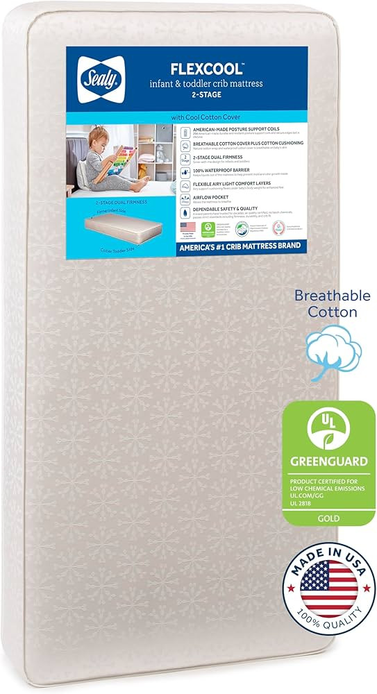 Sealy Flex Cool Breathable Hypoallergenic 2-Stage Dual Firm Waterproof Baby Crib Mattress & Toddl... | Amazon (US)