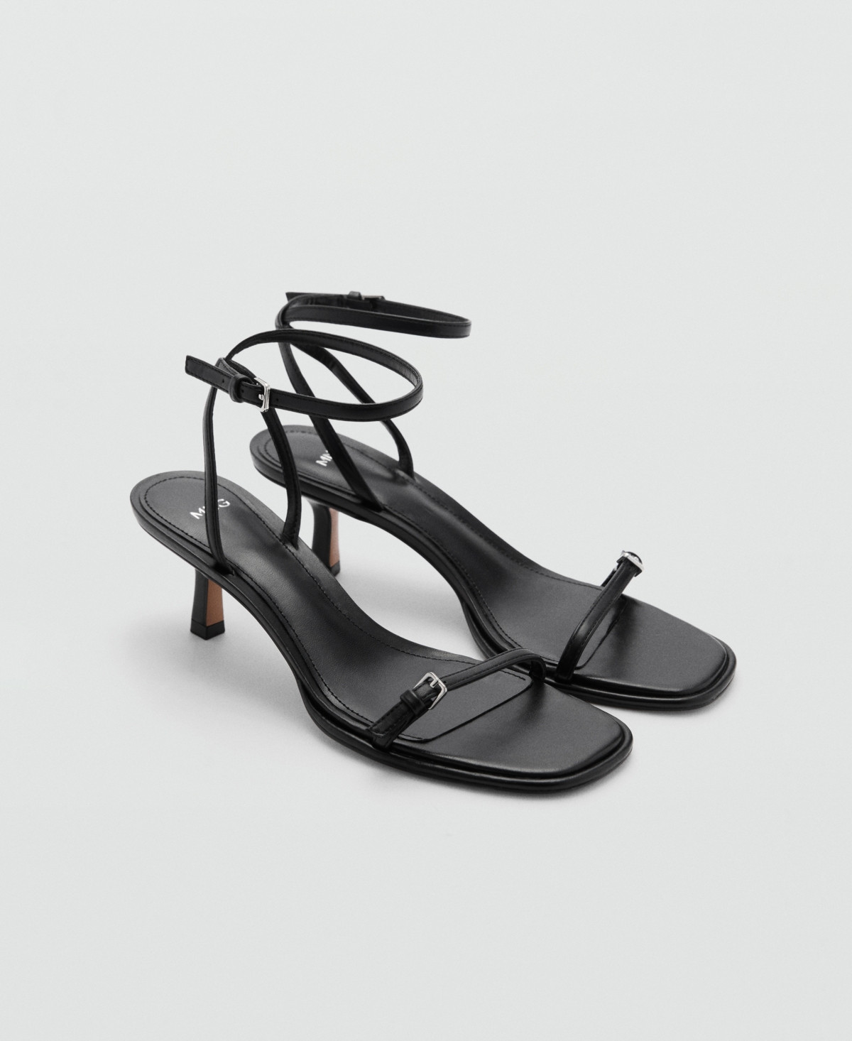 Mango Women's Buckles Detail High-Heeled Sandals - Black | Macy's