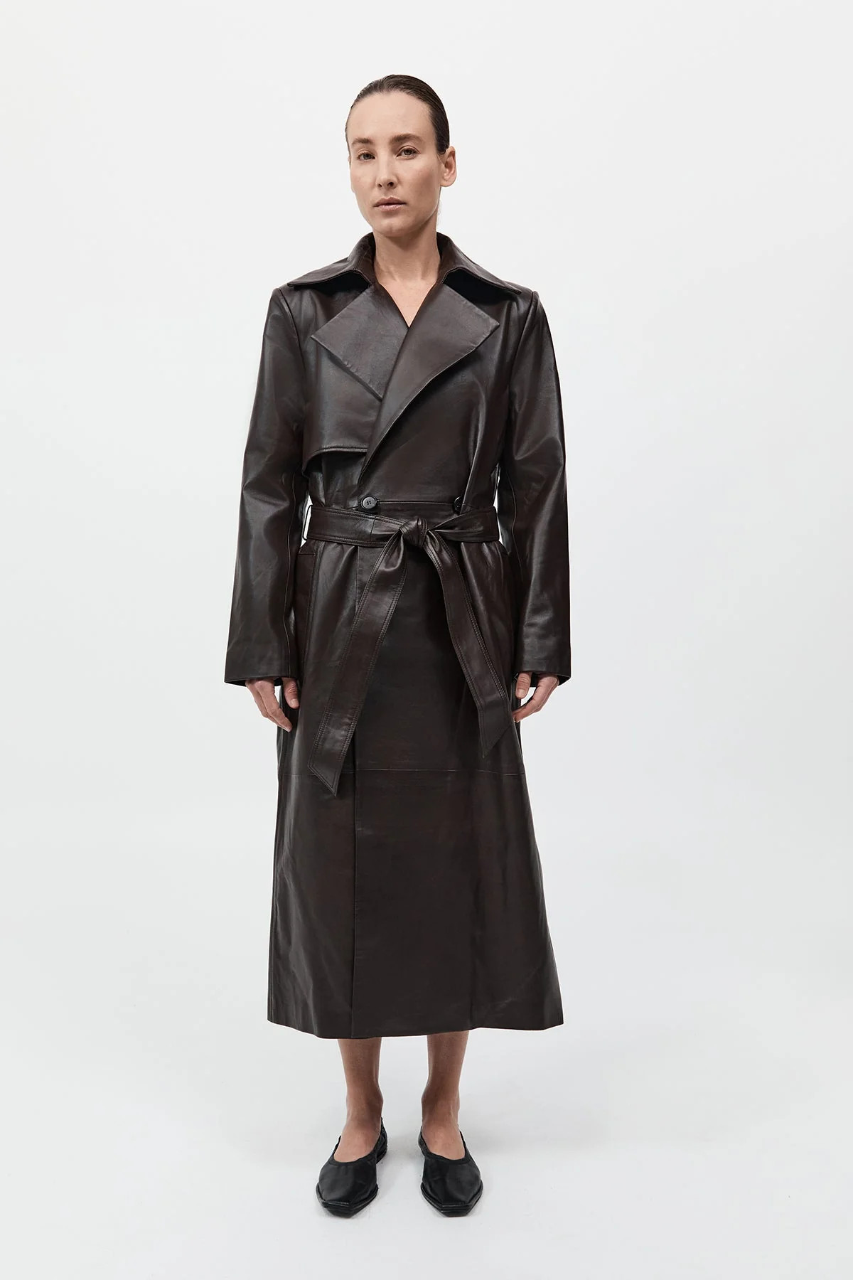 Leather Trench Coat - Chocolate | St. Agni (US, UK, EU)