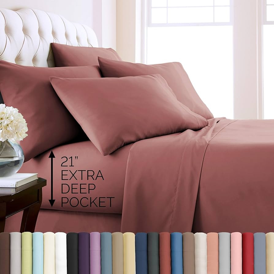 Southshore Fine Living, Inc. 21-Inch Extra Deep Pocket Queen Sheet Set, 6-Piece, Terracotta Sheet... | Amazon (US)