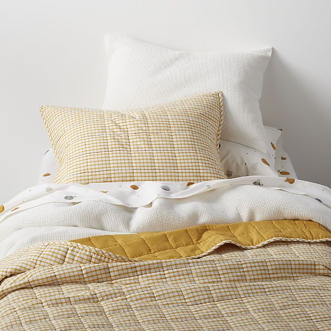 Kids Yellow Windowpane Plaid Cotton Twin Quilt + Reviews | Crate & Kids | Crate & Barrel
