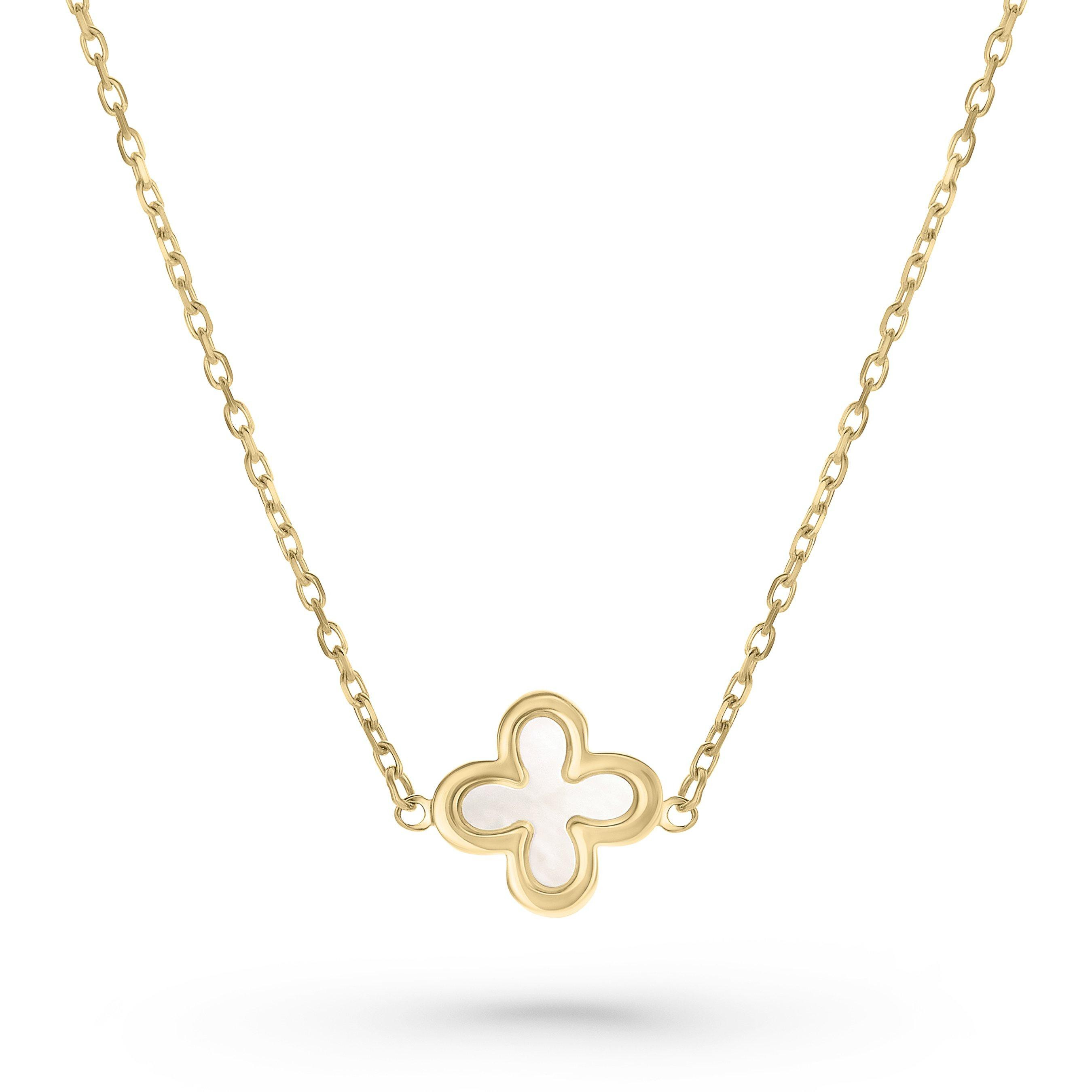 Beaverbrooks 9ct Yellow Gold Mother of Pearl Single Clover Necklace | 0142264 | Beaverbrooks | Beaverbrooks