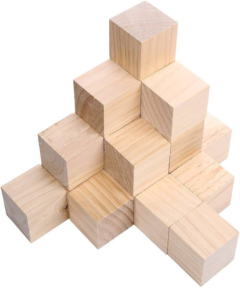 Supla 20pcs 2 inch Wooden Cubes Unfinished Wood Blocks for Wood Crafts, Wooden Cubes, Wood Blocks... | Amazon (US)