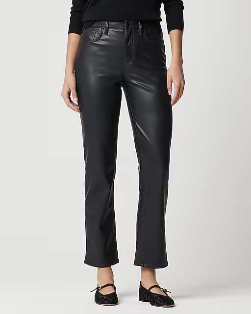 Petite full-length straight-leg pant in faux leather | J.Crew Factory