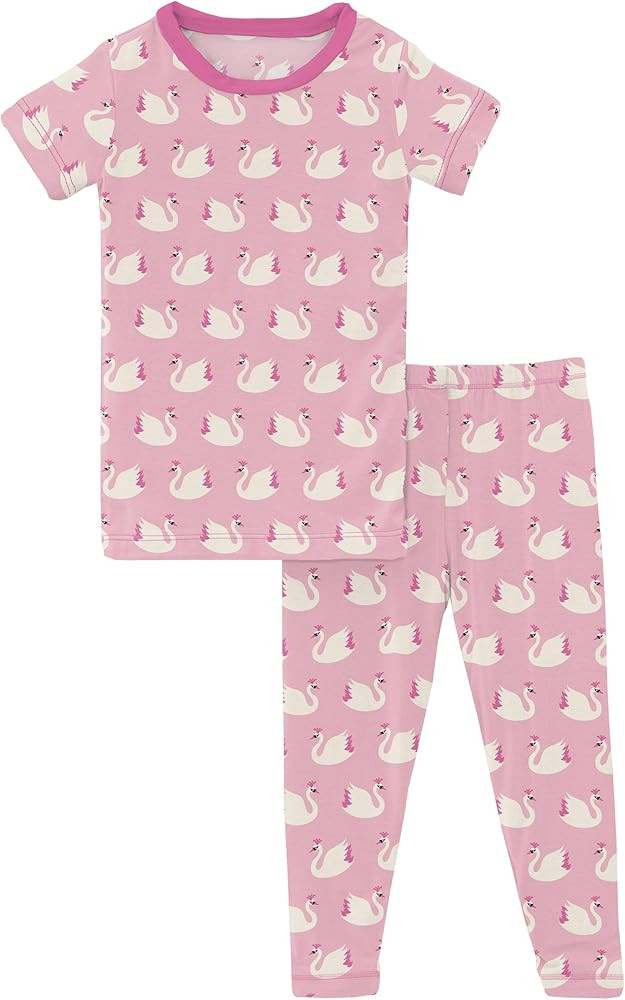 KicKee Print Short Sleeve Pajama Set, Baby to Kid, Super Soft Bamboo Viscose Fitted Pajamas | Amazon (US)