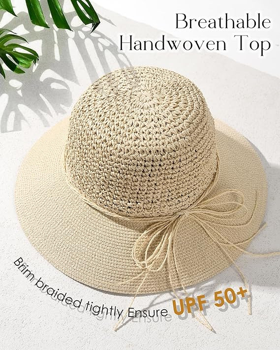 FURTALK Beach Hats for Women Summer Straw Sun Hat Wide Brim Crochet Hats | Amazon (US)
