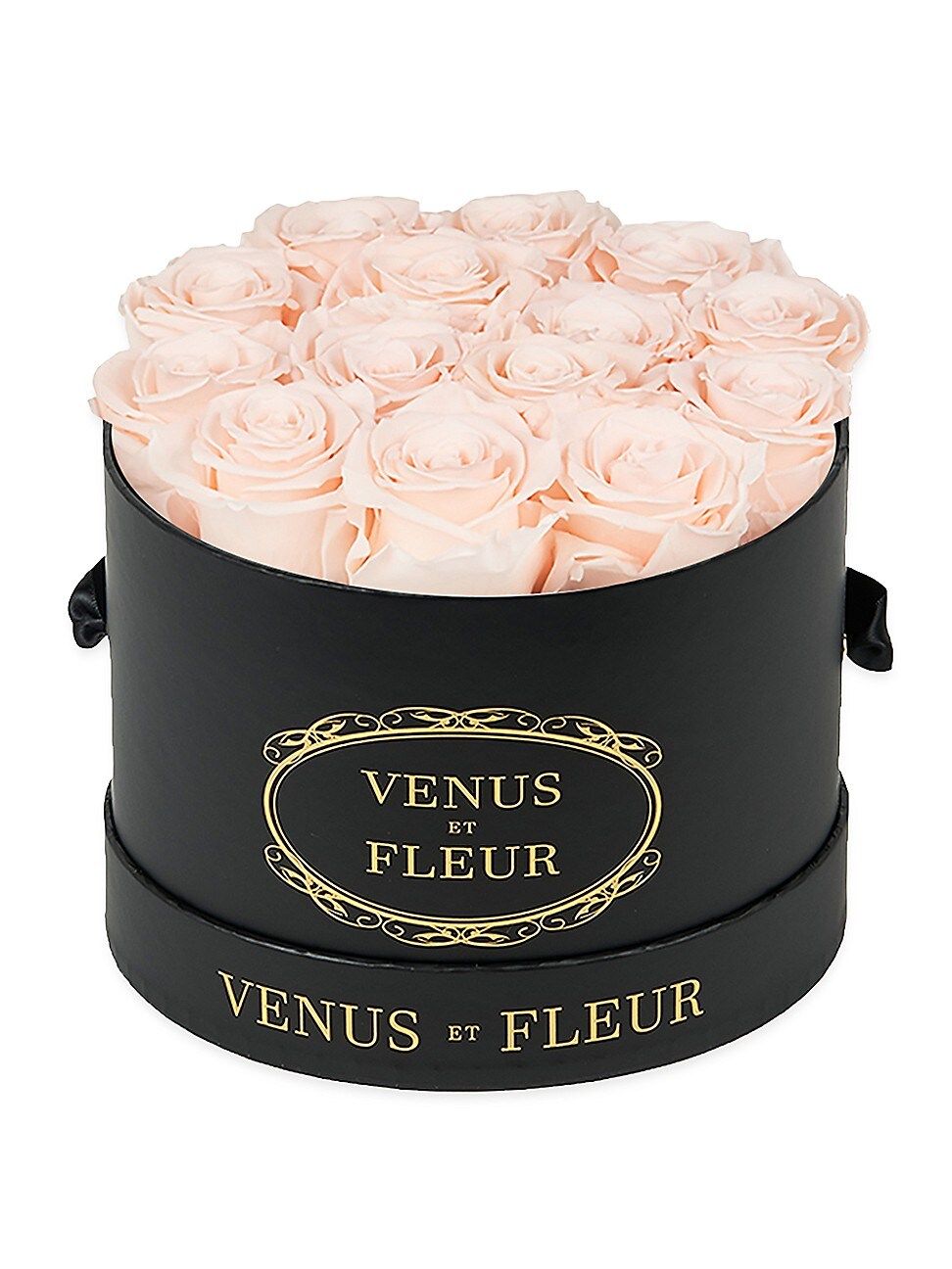 Venus ET Fleur Classic Small Round Box with Pure White Roses - Black | Saks Fifth Avenue