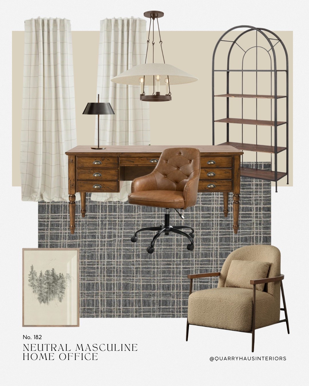 Neutral masculine home office design! Paint color shown is Edgecomb Gray by Benjamin Moore.

Neutral blue layered transitional mens home office design decor furniture wall art storage desk chair

#LTKHome