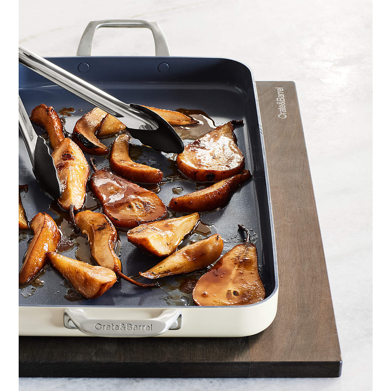 Crate & Barrel EvenCook Ceramic Cream Nonstick Double Burner Griddle + Reviews | Crate & Barrel | Crate & Barrel