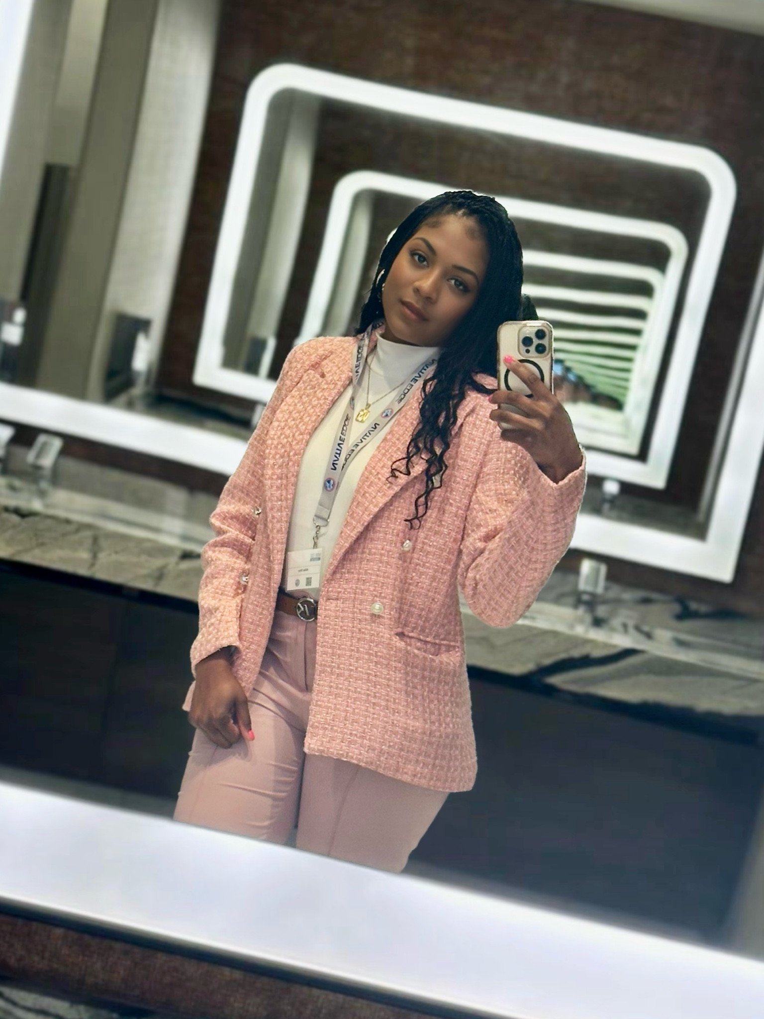 Loving how this pink plaid blazer and high-waisted pleated pants combo gives off that boss babe energy while still keeping it playful! 🌸 Pro tip: matching sets in bold colors make it easy to look coordinated without overthinking it. Add some goddess braids for that extra touch of glam, and you’ve got a power outfit ready to turn heads. ✨ Shop my look and slay your day! #BossBabeStyle #LTKWorkwear #GoddessBraids