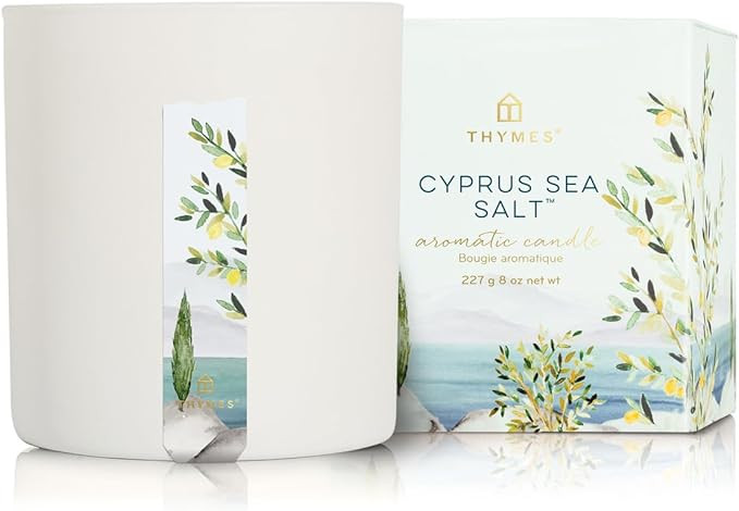 Thymes Poured Candle - Cyprus Sea Salt Candle - Luxury White Candle with Coastal Mediterranean Sc... | Amazon (US)
