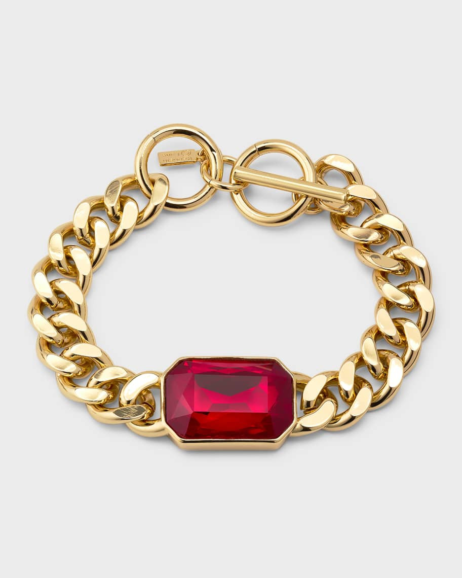 Rectangle Stone Golden Chain Toggle Bracelet | Neiman Marcus