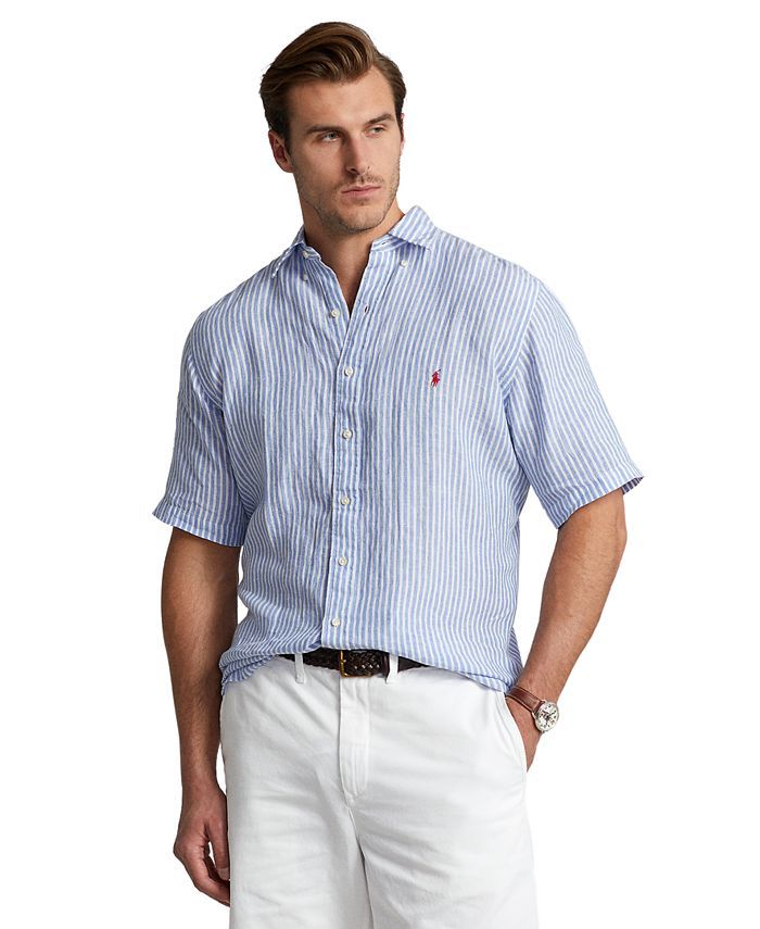 Polo Ralph Lauren Men's Big & Tall Striped Linen Shirt & Reviews - Casual Button-Down Shirts - Me... | Macys (US)