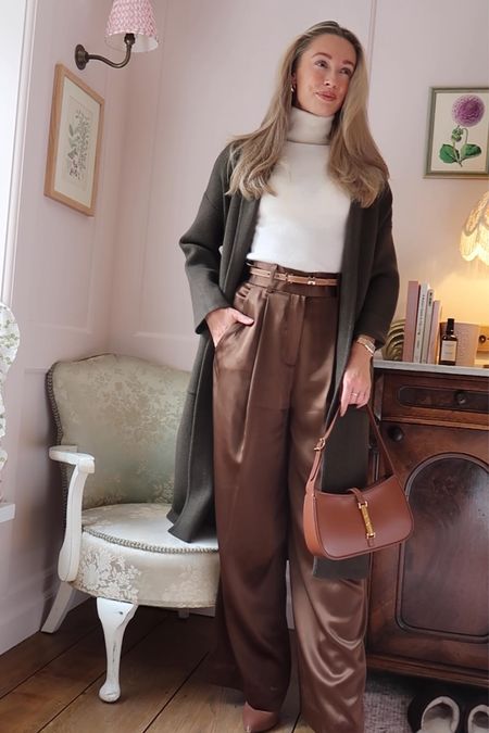 An autumn wardrobe favourite; silk trousers and sleeveless turtlenecks for a gorgeous working from home OOTD  

#LTKhome #LTKfindsunder100