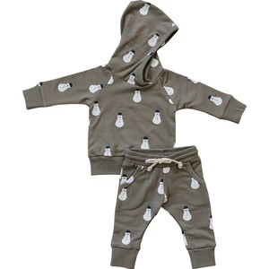 Snowman Hooded French Terry Set | Mebie Baby