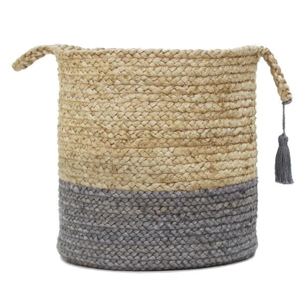 LR Home Block Farmhouse Natural Jute Basket, 19", Gray, Count - 1 - Walmart.com | Walmart (US)