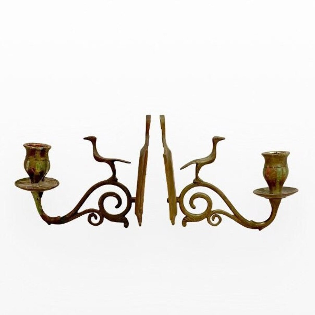 Pair of antique Brass Bird Candlestick Wall Sconces | Etsy (US)
