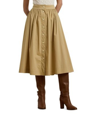 Button Front Cotton Blend Skirt | Bloomingdale's (US)