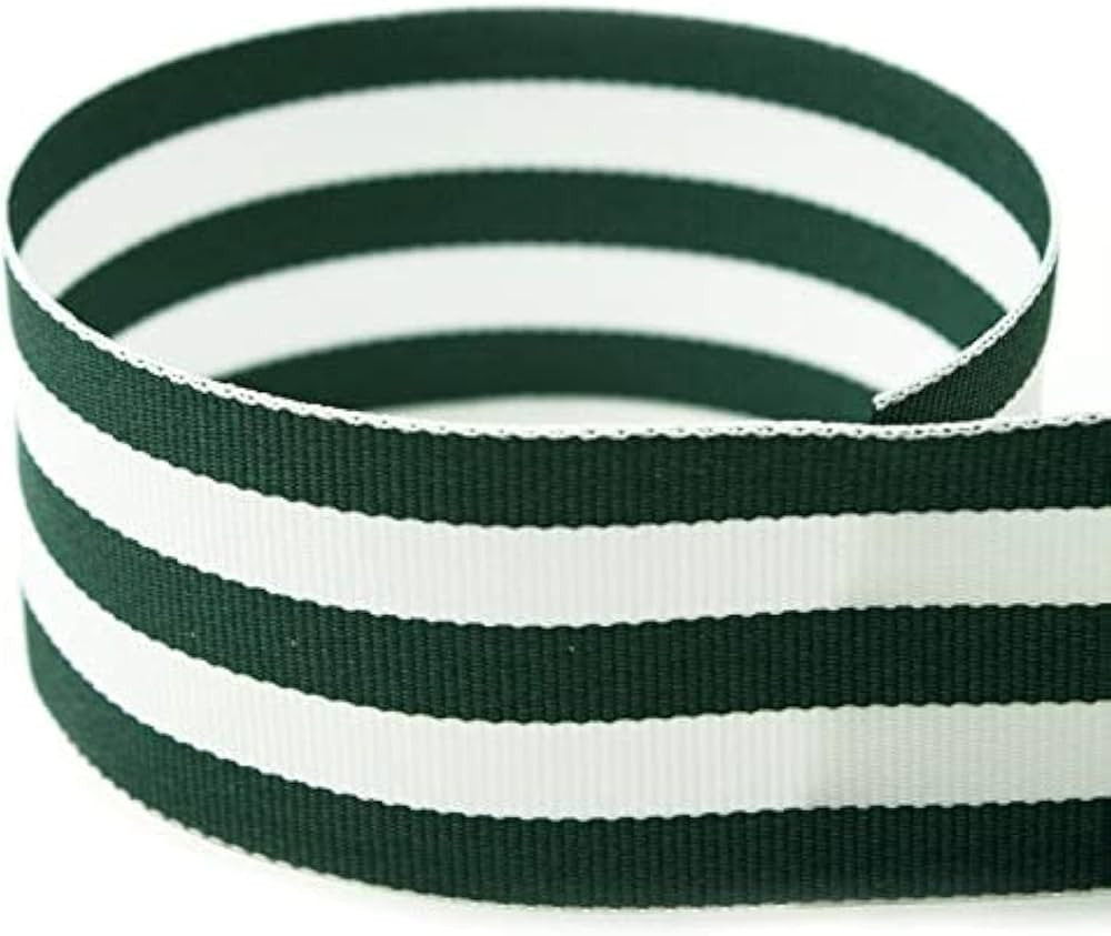 USA | American Made 1-1/2” Hunter Green & White Taffy Striped Grosgrain Ribbon - 20 Yards - (Mu... | Amazon (US)