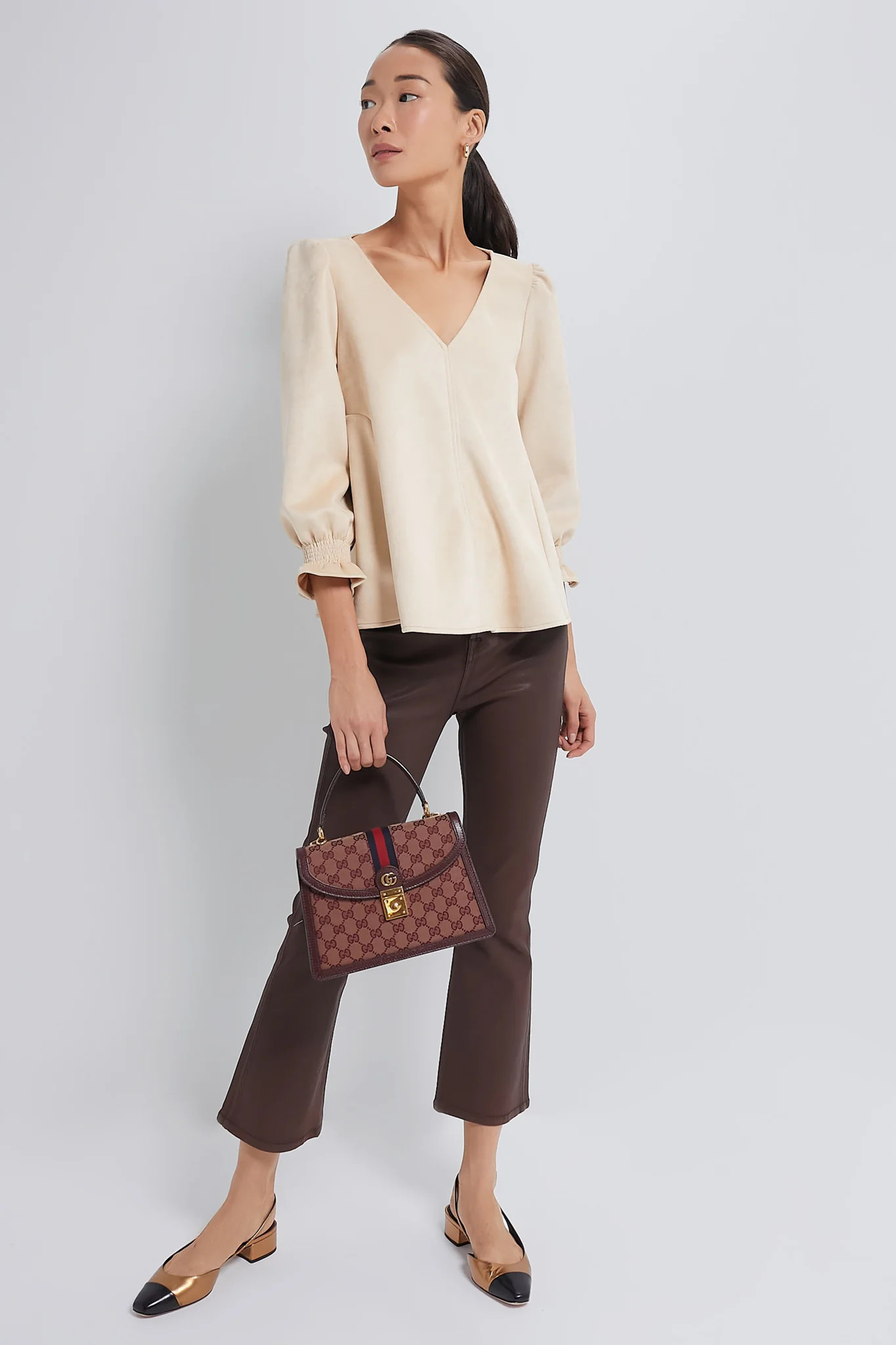 Bone Suede Easton Blouse | Tuckernuck (US)