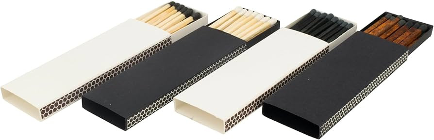 10 Boxes - Wooden Matchsticks in a Blank Matchbox with White/Black Matchboxes Colorful Tips (3" M... | Amazon (US)