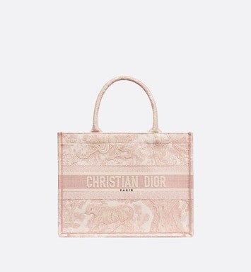 Small Dior Book Tote Pink Toile de Jouy Embroidery - Bags - Women's Fashion | DIOR | Dior Beauty (US)