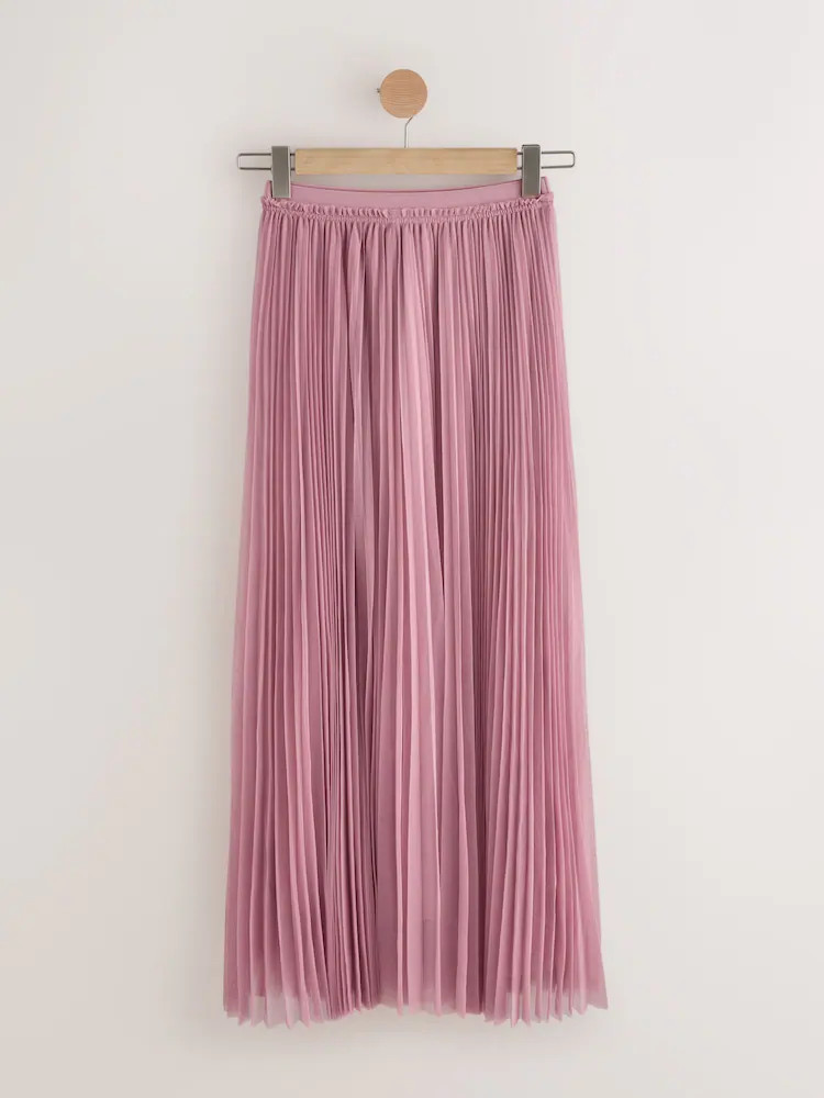 Buy Pink Pleated Mesh Tulle Maxi Skirt from Next USA | Next US