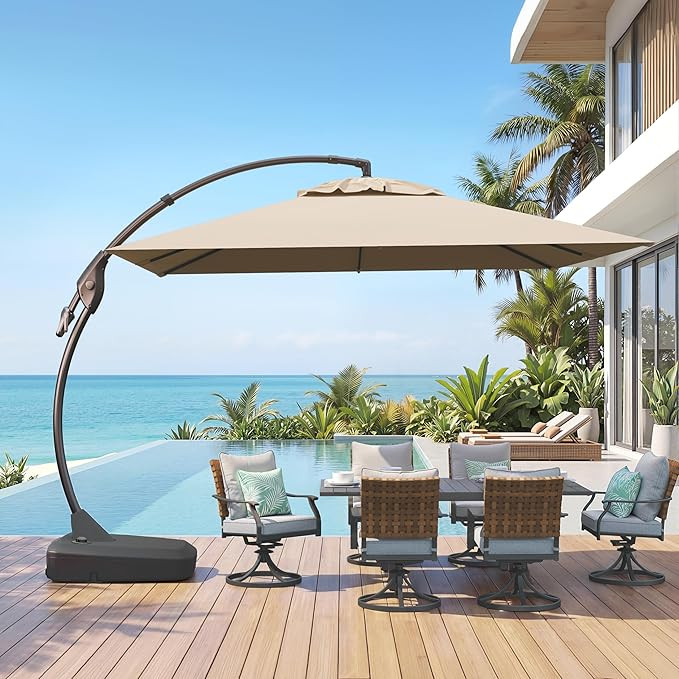 Grand patio Sunbrella 10x10 FT Cantilever Umbrella with Base Included Patio Square Aluminum Offse... | Amazon (US)