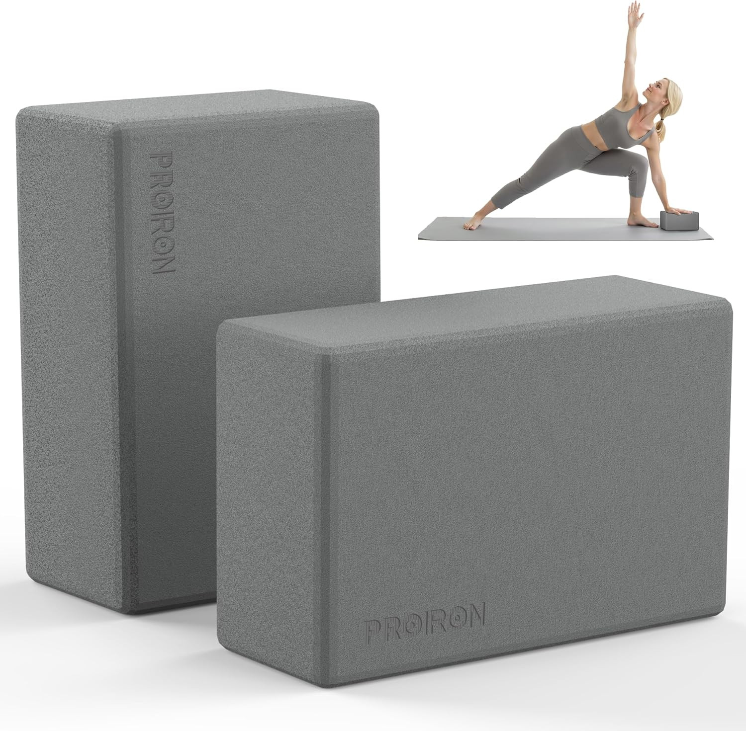 PROIRON Yoga Blocks, 2 Pack Supportive High Density Premium Eva Foam, Soft Non-Slip Surface with Curved Edges Stretch Blocks For Yoga, Pilates, Stretching | Amazon (US)