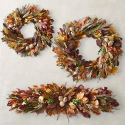 Pheasant Feather Live Wreath &amp; Garland | Williams-Sonoma