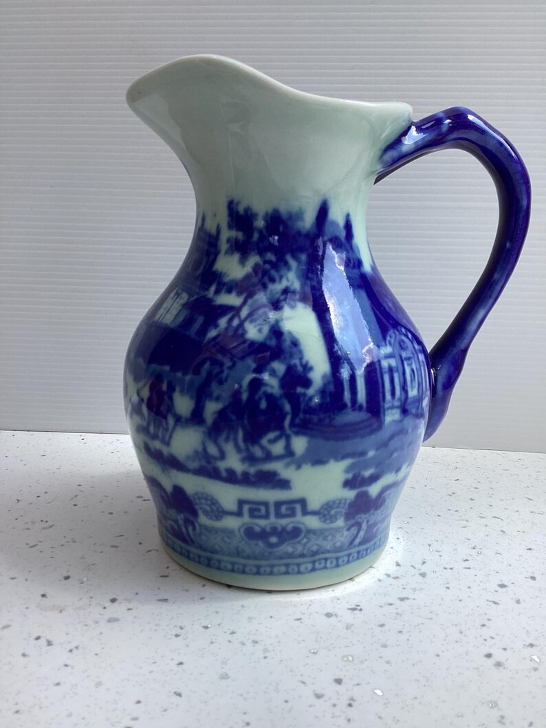 Victoria Ware Ironstone JUG. c 19th century, blue and white Flow Ware Country design, made in Sta... | Etsy (US)