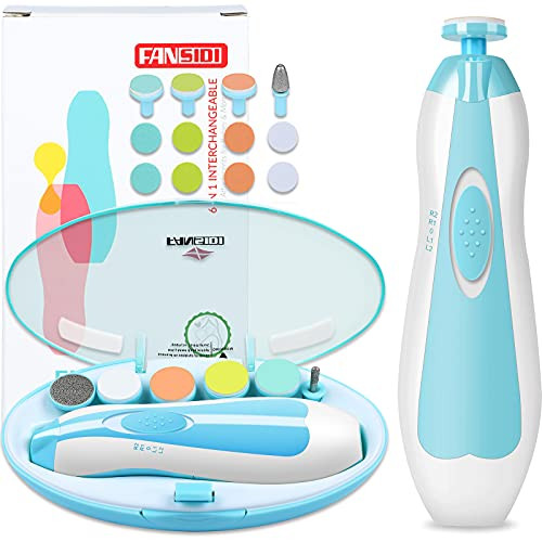 Baby Nail Trimmer Electric, FANSIDI Baby Nail Clippers Safe Baby Nail File Kit with Extra 12 Replacement Pads, Trim Polish Grooming Kit for Newborn Infant Toddler or Adults Toes Fingernails Care, Blue | Amazon (US)