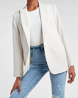 Peak Lapel One Button Boyfriend Blazer | Express