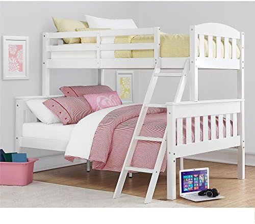 Dorel Living Airlie Solid Wood Bunk Beds Twin Over Full with Ladder and Guard Rail, White | Amazon (US)