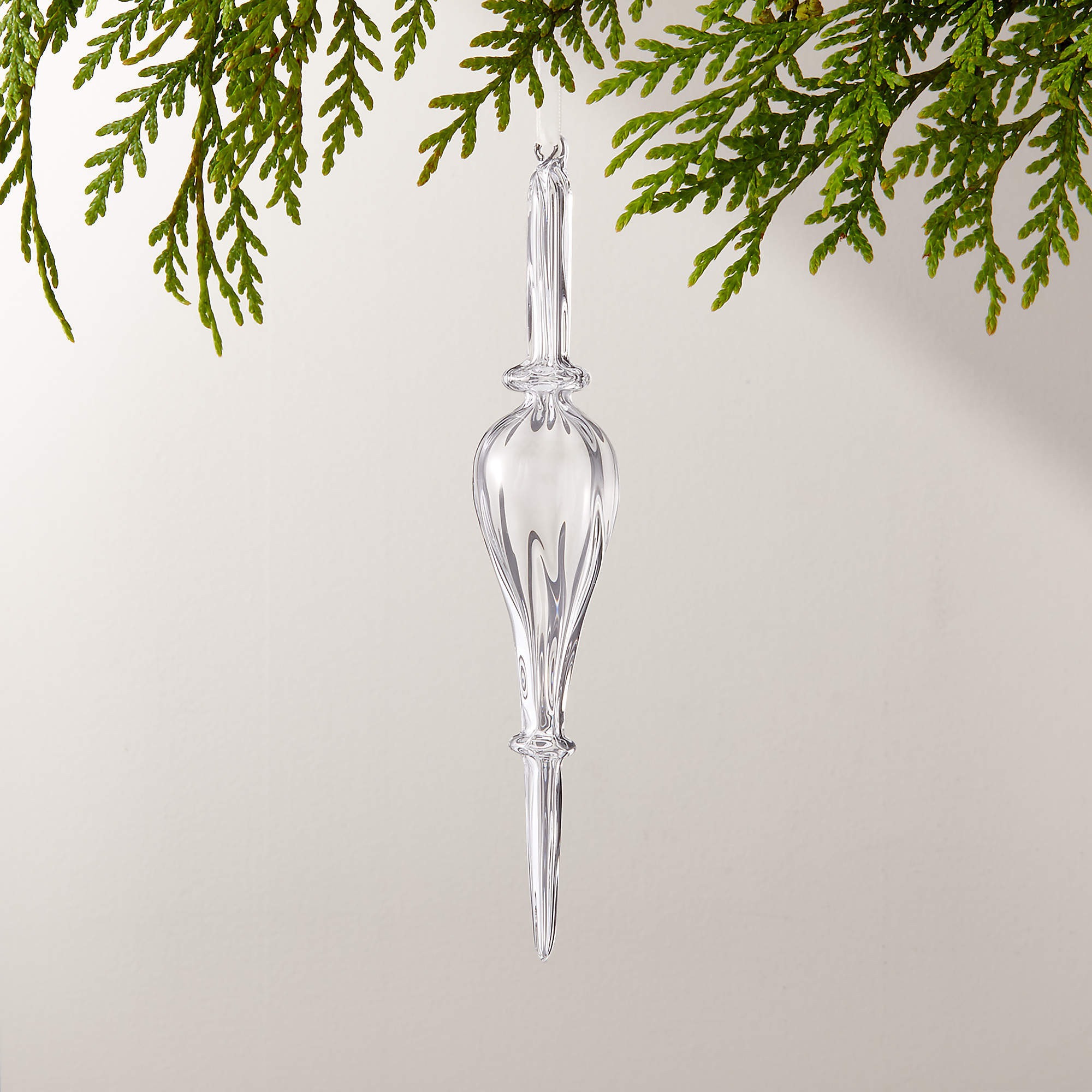 Loire Finial Amber Glass Christmas Tree Ornament 9" | CB2 | CB2