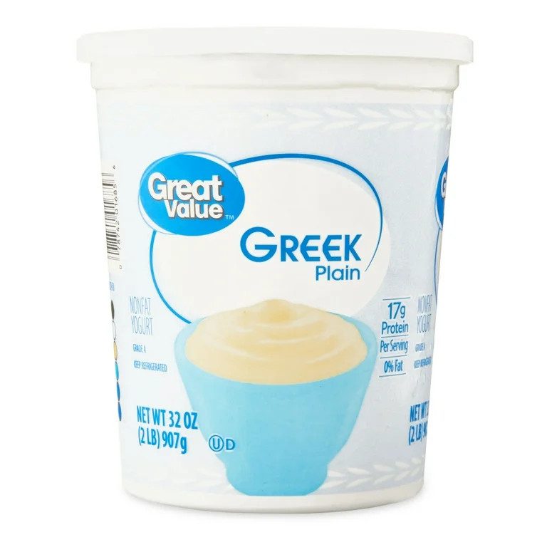 Great Value Greek Plain Nonfat Yogurt, 32 oz Tub | Walmart (US)