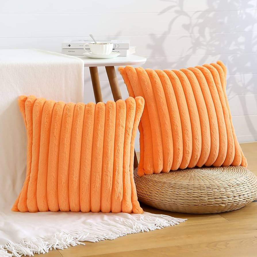 Soleebee Set of 2 Throw Pillow Covers Soft Cozy Velvet Pillowcase Faux Rabbit Fur Cover for Couch... | Amazon (US)