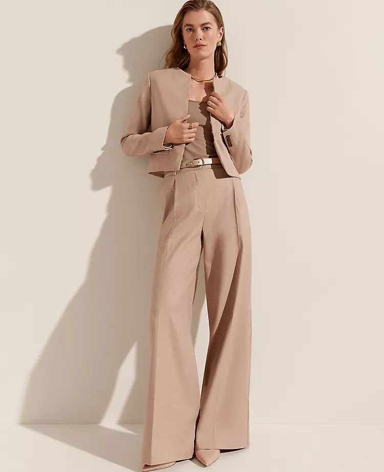 The Pleated Wide-Leg Pant in Linen Twill | Ann Taylor (US)