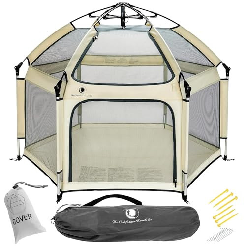 POP 'N GO PLAYPEN - Indoor & Outdoor Baby Playpen for Babies and Toddlers - Baby Beach Tent, Foldable, Portable W/Canopy, Travel Bag, & Mosquito Net - Pop Up Pack and Play Tent (Warm Ivory) | Amazon (US)