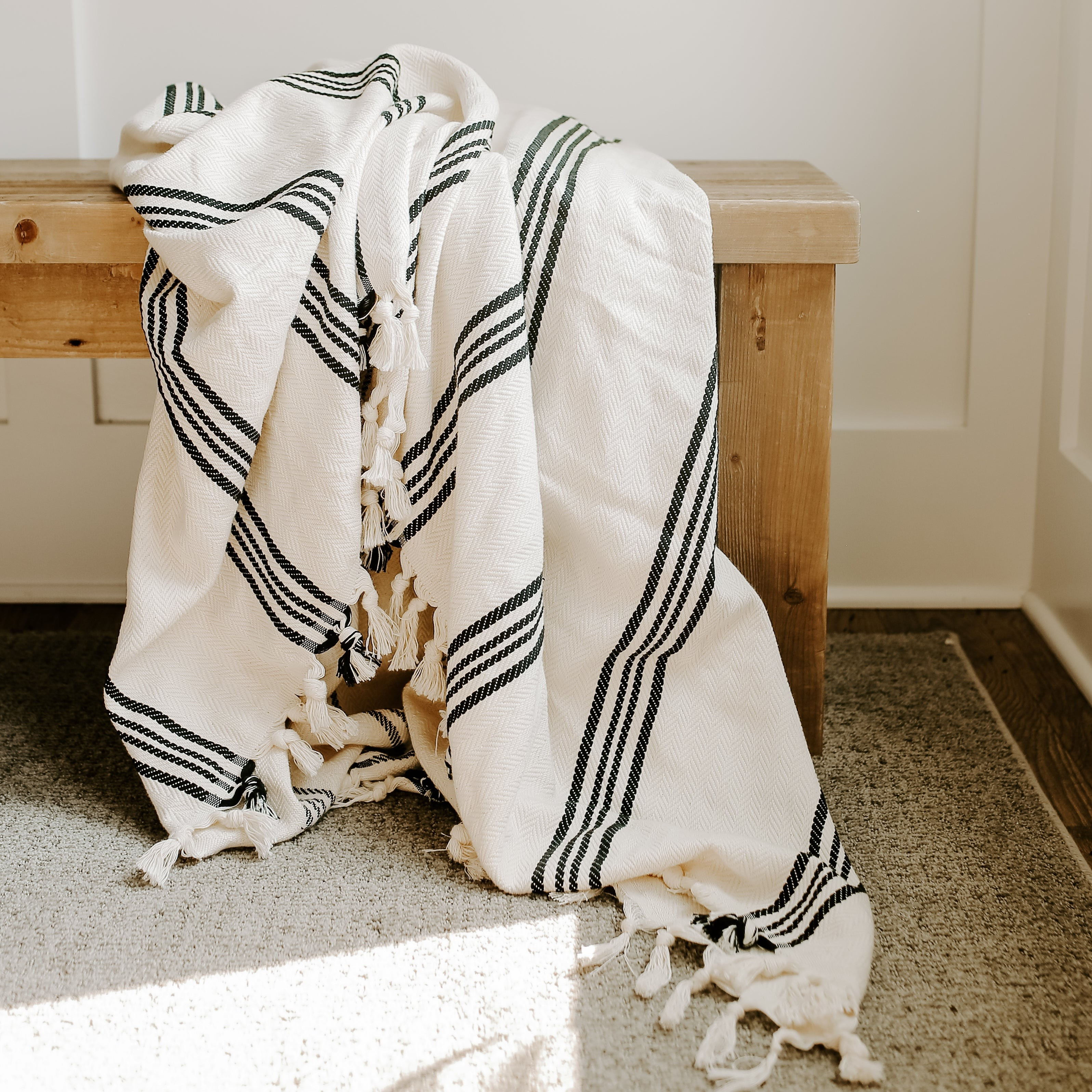 Henley Turkish Throw Blanket - Four Stripe | Sweet Water Decor, LLC