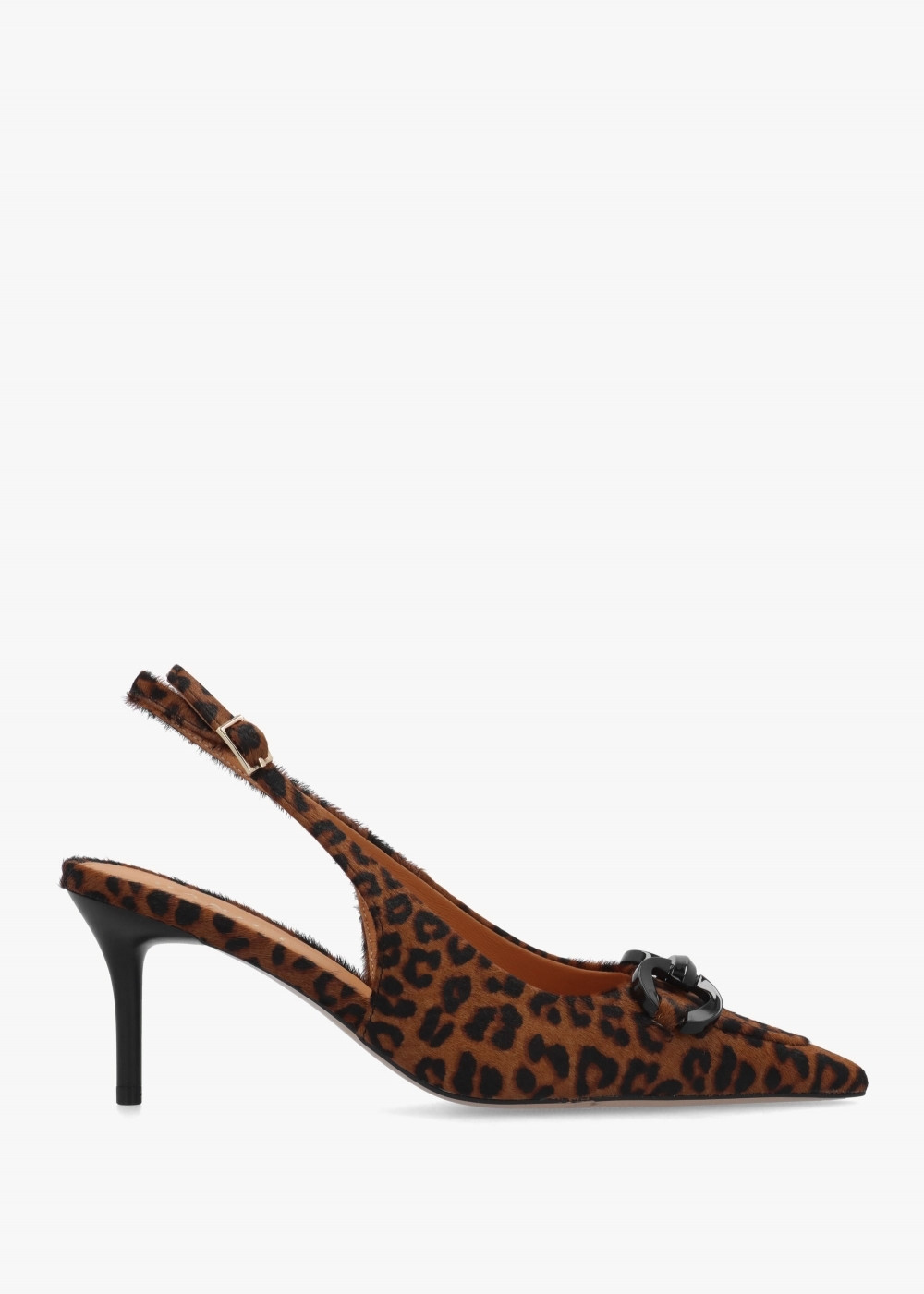 Eppie Leopard Pony Hair Mid Heel Sling Back Shoes | Daniel Footwear (UK)