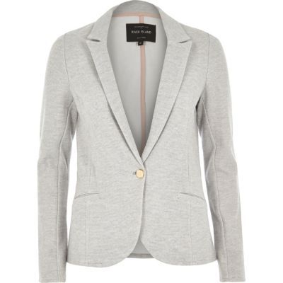 Light grey jersey blazer | River Island (UK & IE)