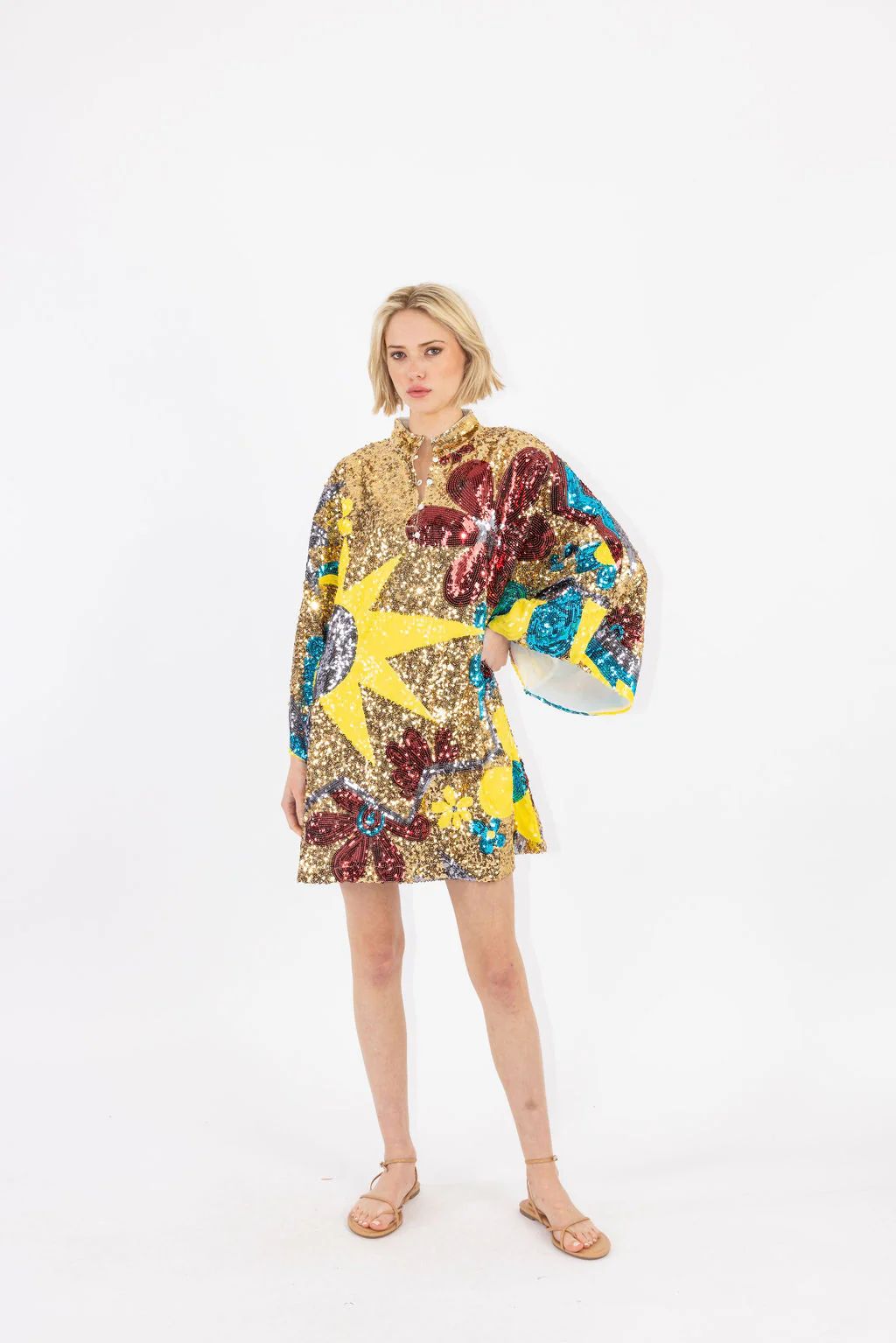 sunburst sequin mini caftan | La Vie Style House