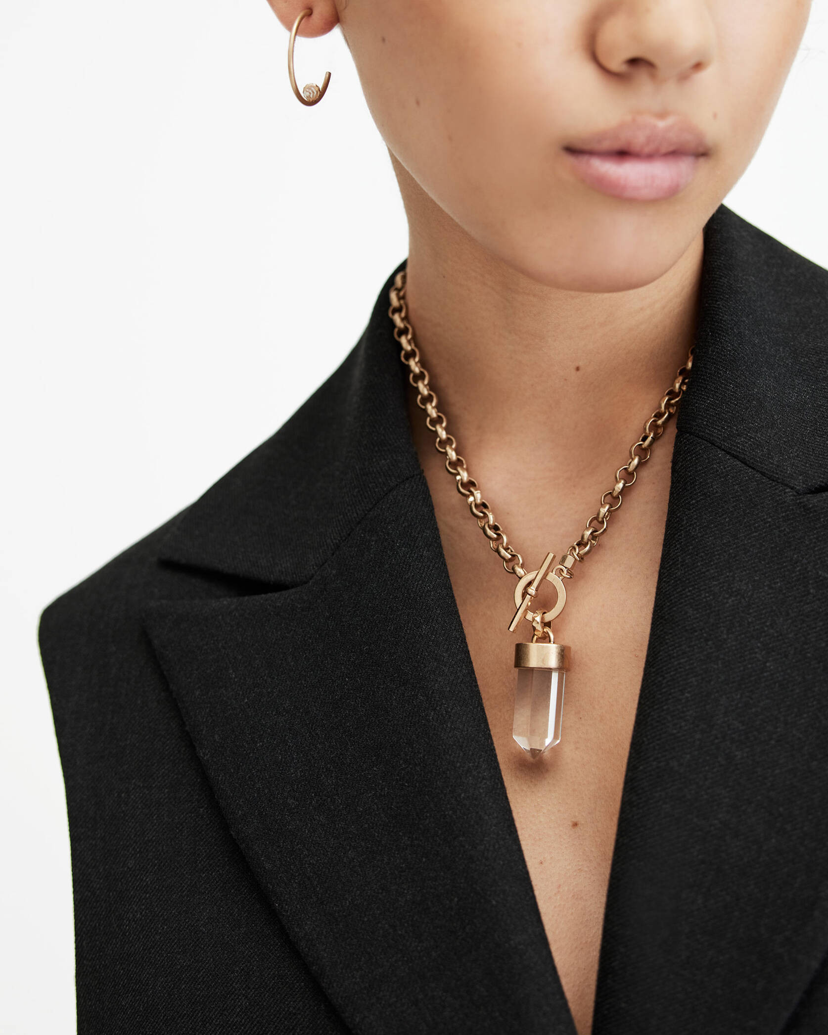 Eryka Gold Tone Pendant Necklace WARM BRASS/CRYSTAL | ALLSAINTS US | AllSaints US